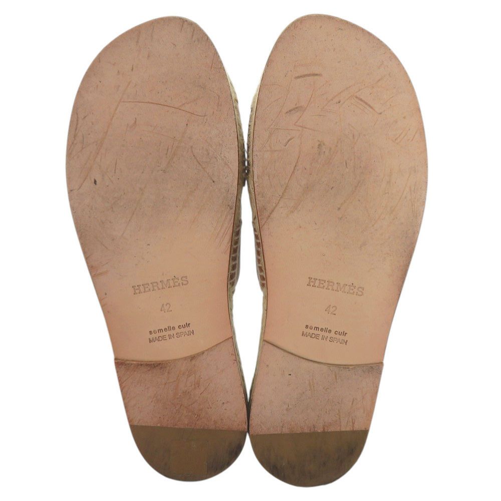 Hermes Espadrilles Antigua 42) Calf Leather Natural Brown Sandals Shoes — view 6