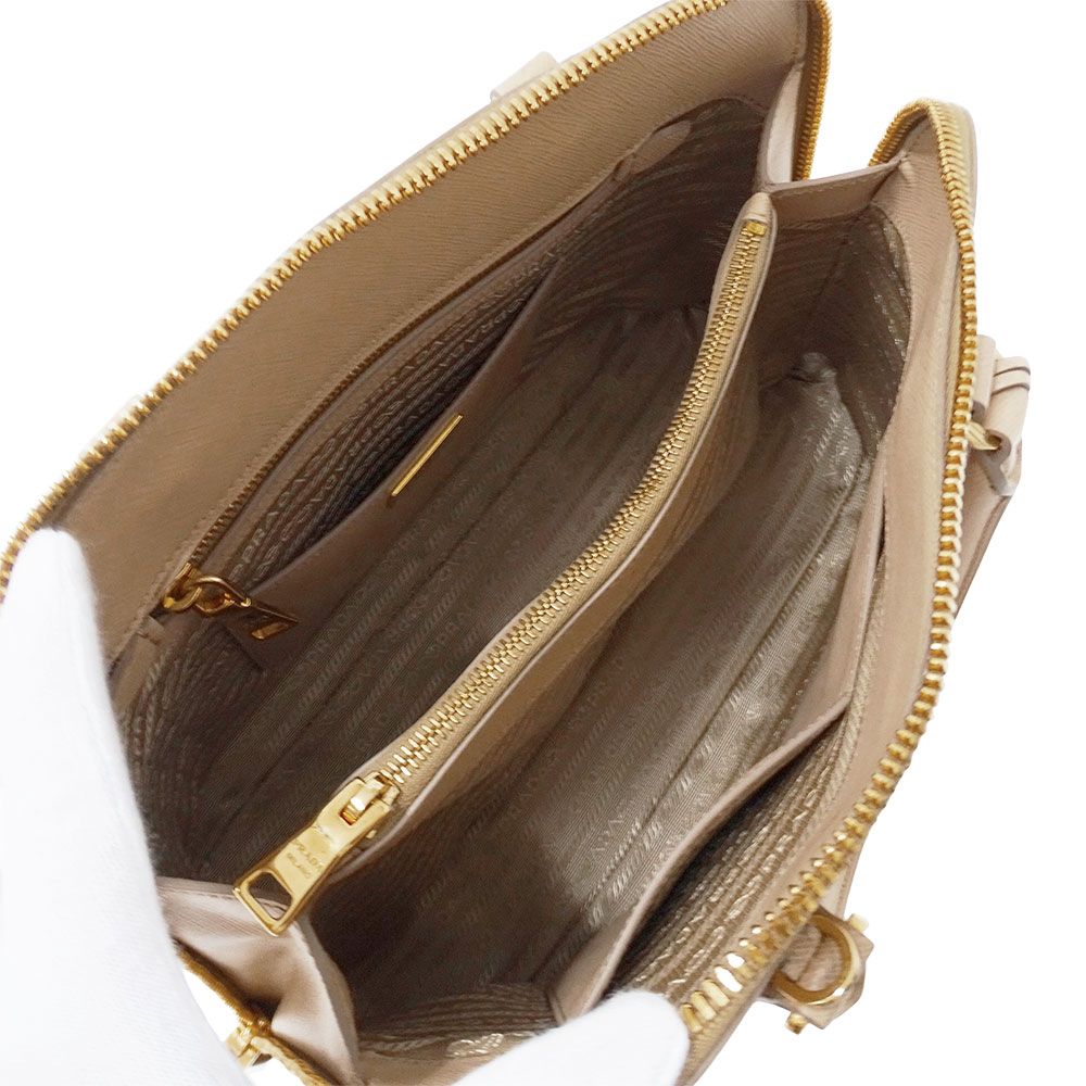 Prada 2-Way Shoulder Bag Saffiano Promenade Beige Commuting to School — view 8
