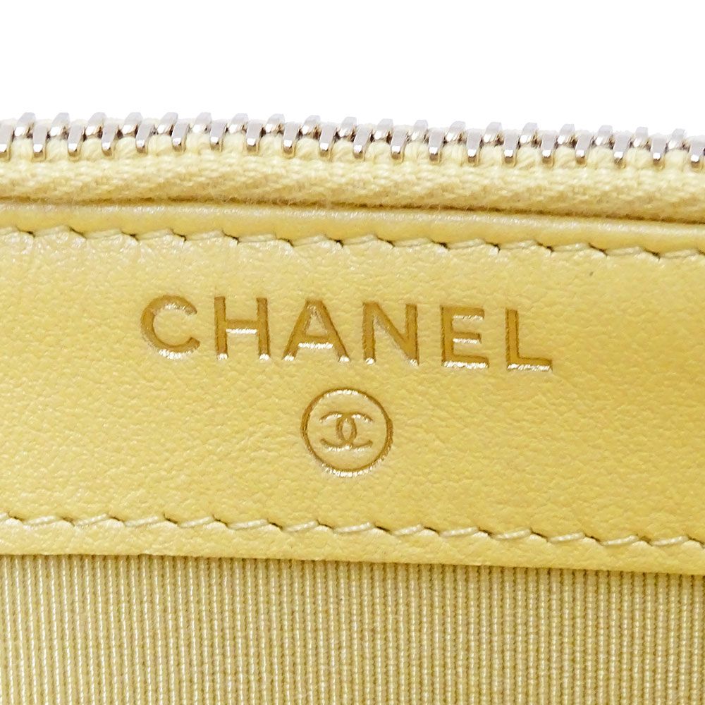 Chanel Wallet Shoulder Quilted Caviar Leather Yellow Gold Chain Logo Glittering — view 9