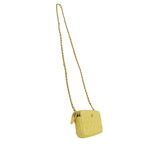 Chanel Wallet Shoulder Quilted Caviar Leather Yellow Gold Chain Logo Glittering — view 4