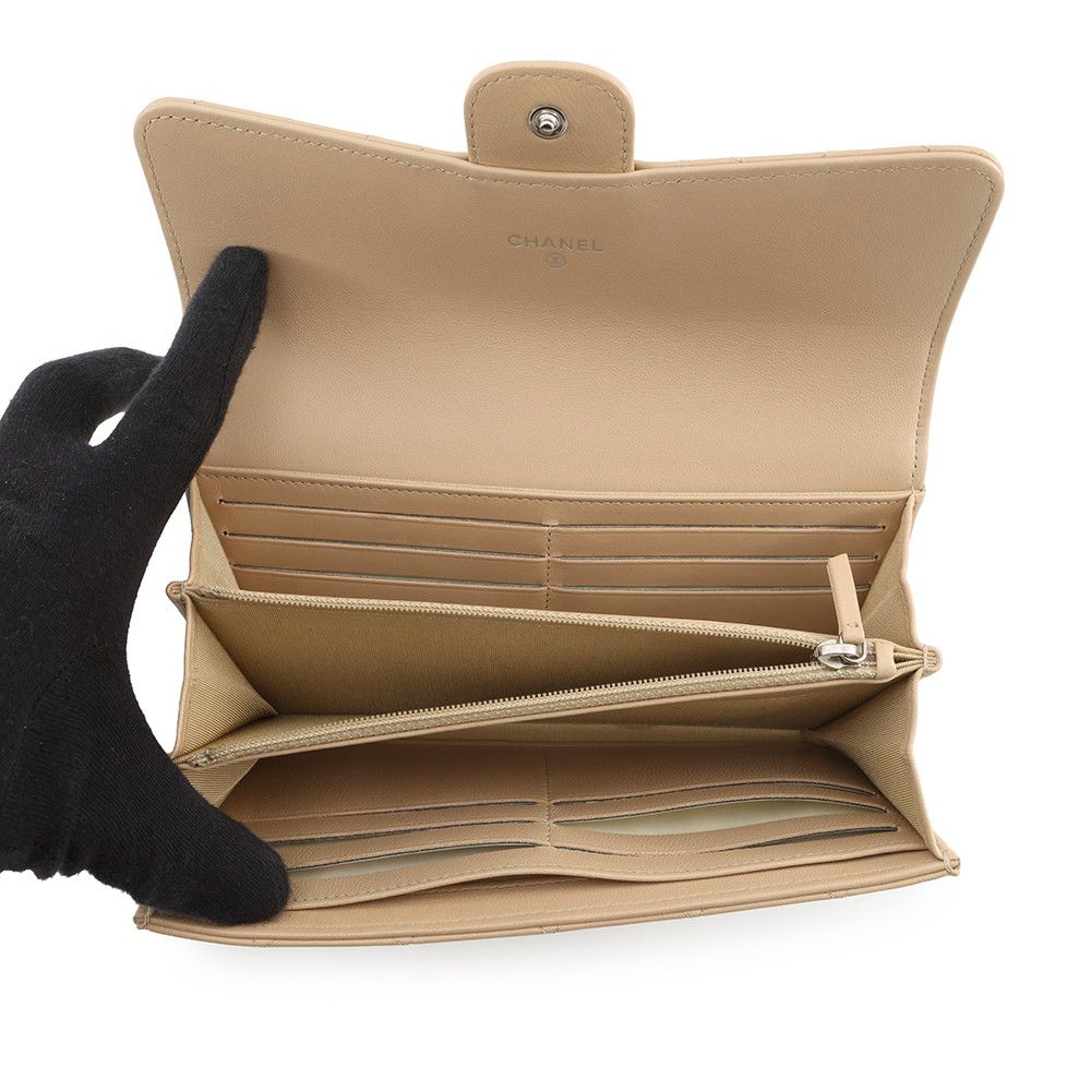 Chanel Wallet Quilted CC Logo Classic Long Flap Lambskin — view 5