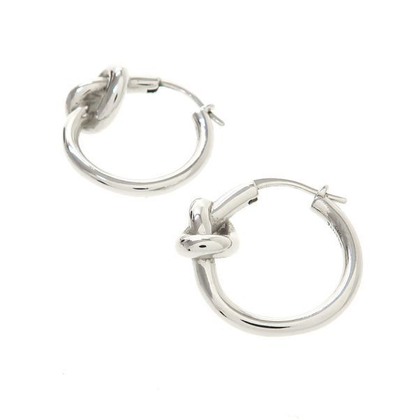 Celine Knot Small Rhodium Finish Brass Earrings — view 4