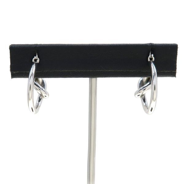 Celine Knot Small Rhodium Finish Brass Earrings — view 3