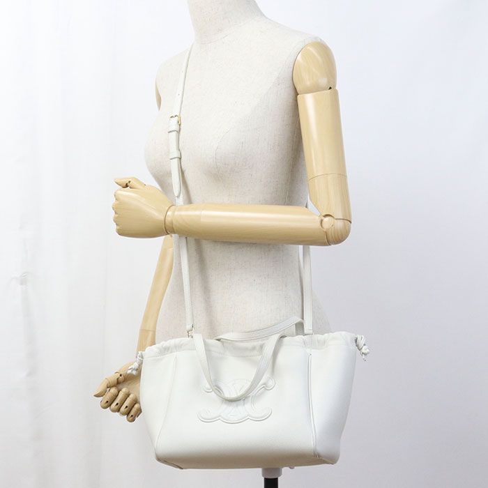 Celine Small Cabas Drawstring Triomphe Handbag Leather — view 9