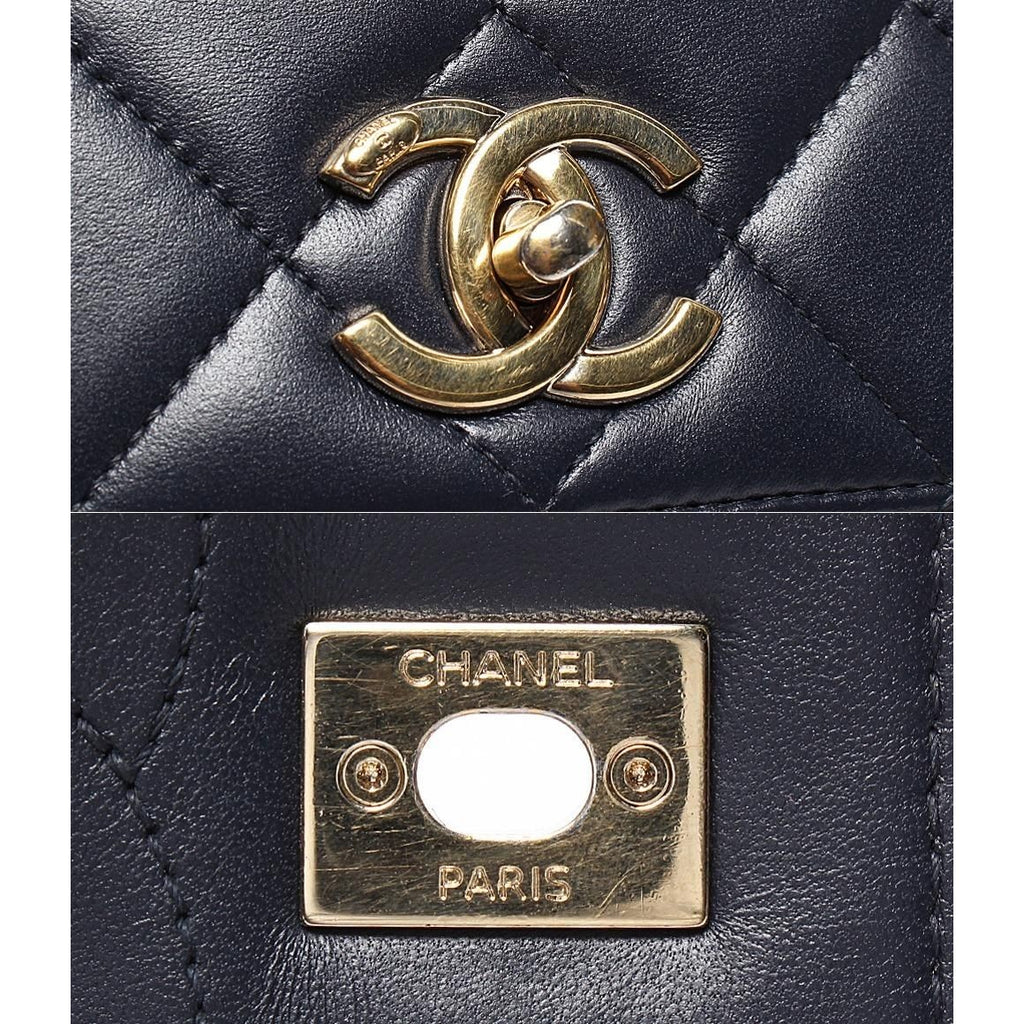 Chanel 2-Way Chain Shoulder Bag Gold Lambskin Quilted — view 6
