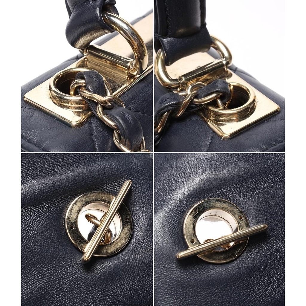 Chanel 2-Way Chain Shoulder Bag Gold Lambskin Quilted — view 7