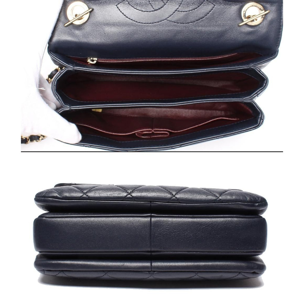 Chanel 2-Way Chain Shoulder Bag Gold Lambskin Quilted — view 3