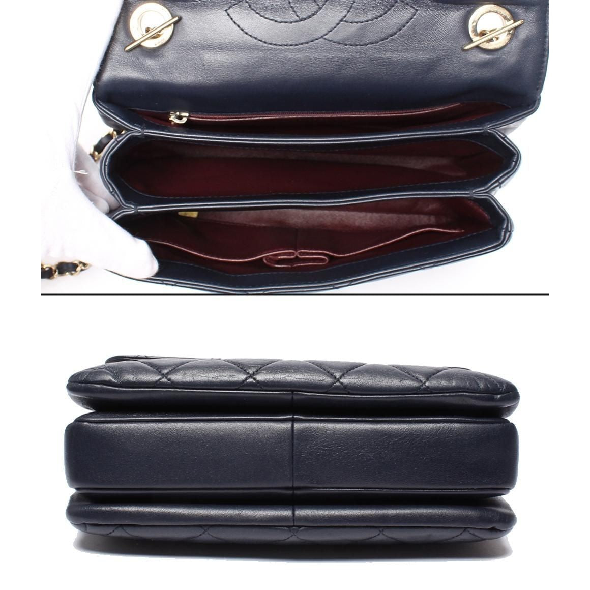 Chanel 2-Way Chain Shoulder Bag Gold Lambskin Quilted — view 3