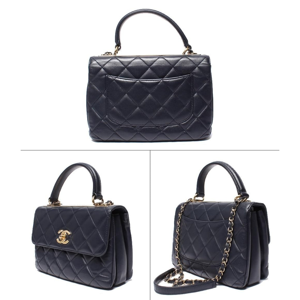 Chanel 2-Way Chain Shoulder Bag Gold Lambskin Quilted — view 2