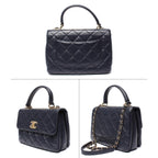 Chanel 2-Way Chain Shoulder Bag Gold Lambskin Quilted — view 2