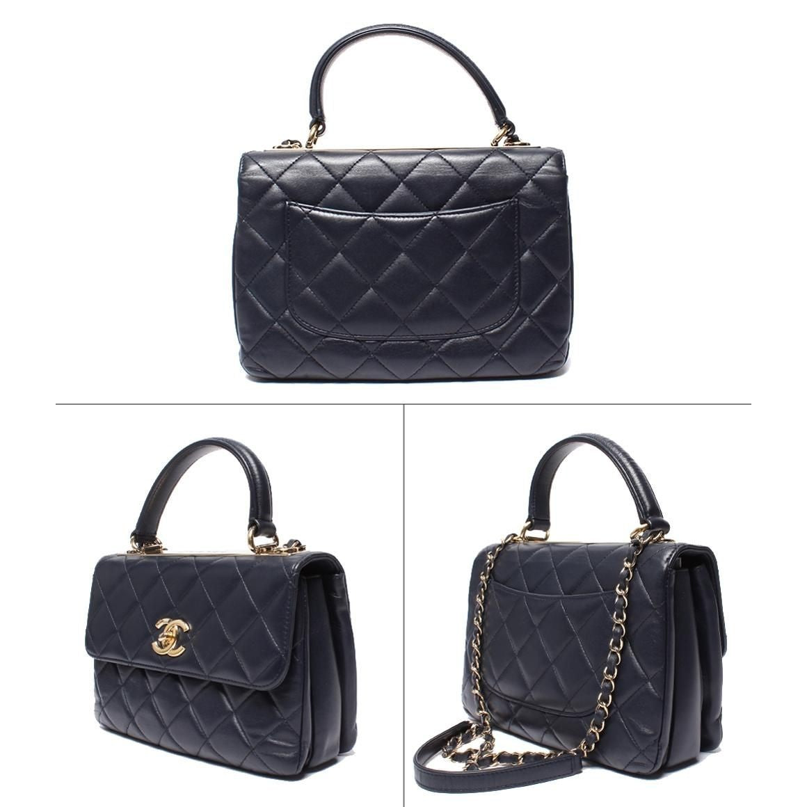 Chanel 2-Way Chain Shoulder Bag Gold Lambskin Quilted — view 2