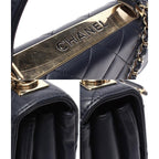 Chanel 2-Way Chain Shoulder Bag Gold Lambskin Quilted — view 8