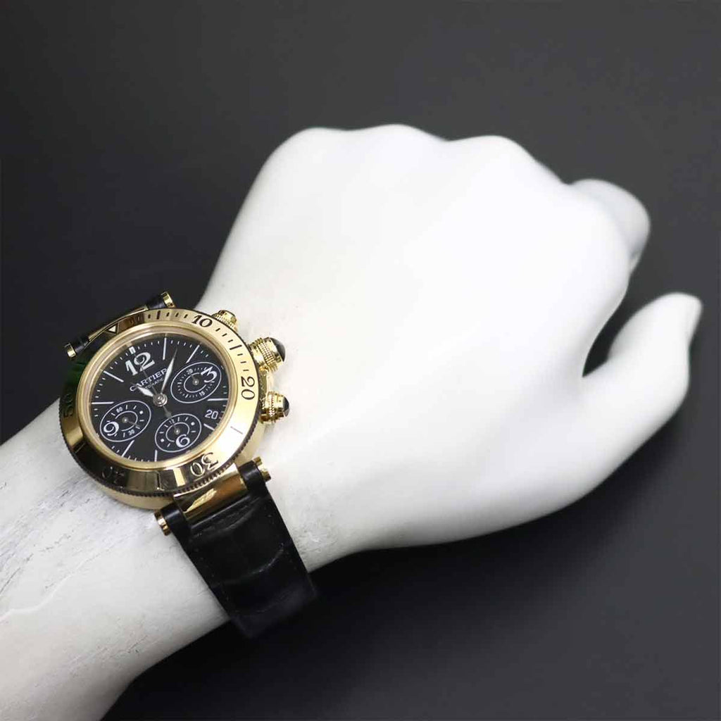 Cartier Pasha Seatimer Chronograph Watch Date 18k Yellow Gold Automatic — view 4