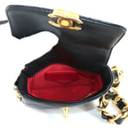 Chanel Mini Quilted Chain Shoulder Bag Leather Black Gold — view 6