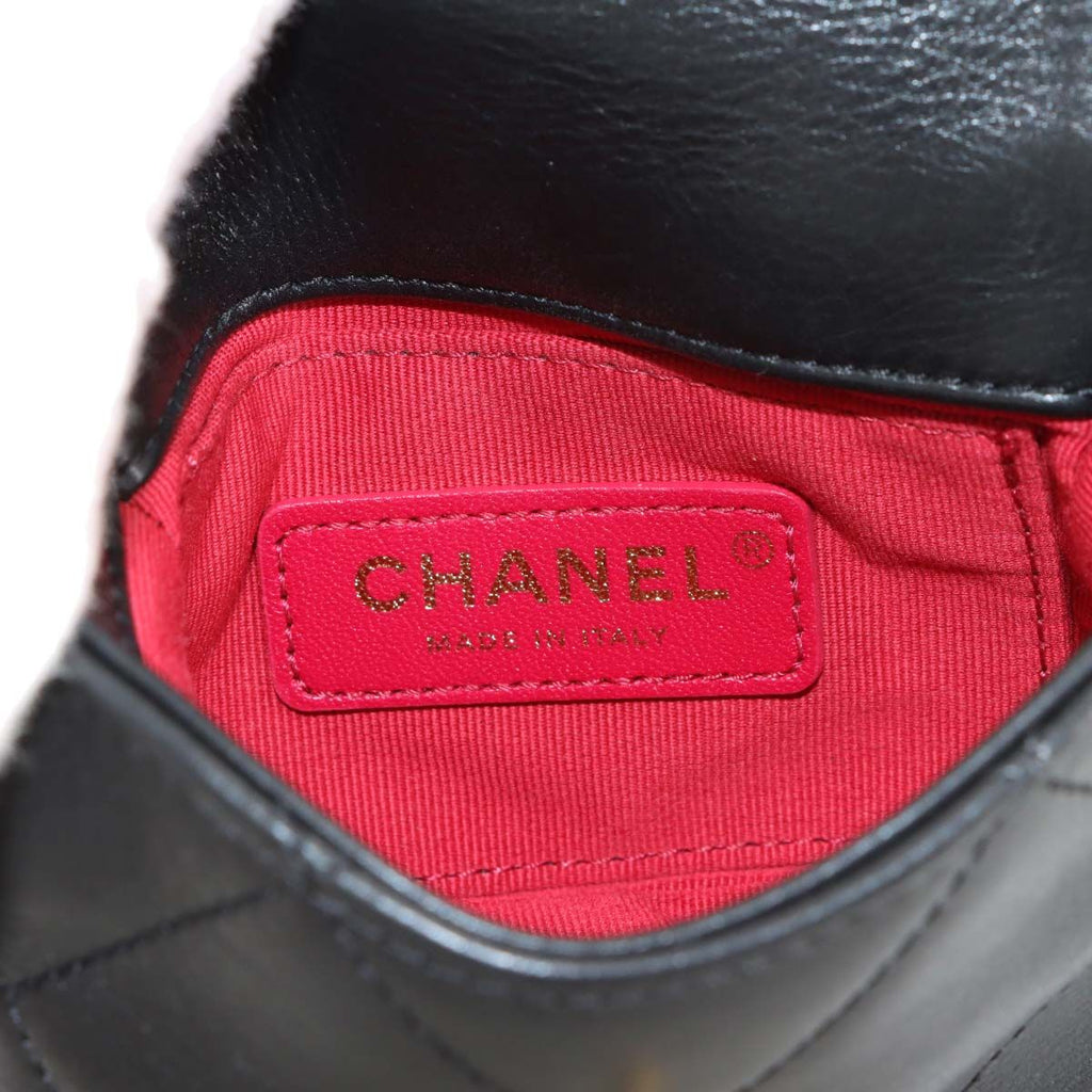 Chanel Mini Quilted Chain Shoulder Bag Leather Black Gold — view 7