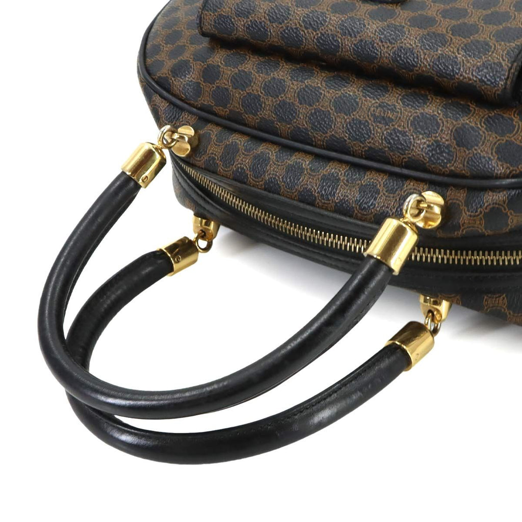 Celine Macadam Hand Bag Leather Black Brown Gold Vintage — view 5