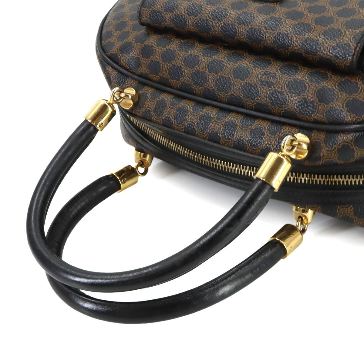 Celine Macadam Hand Bag Leather Black Brown Gold Vintage — view 5