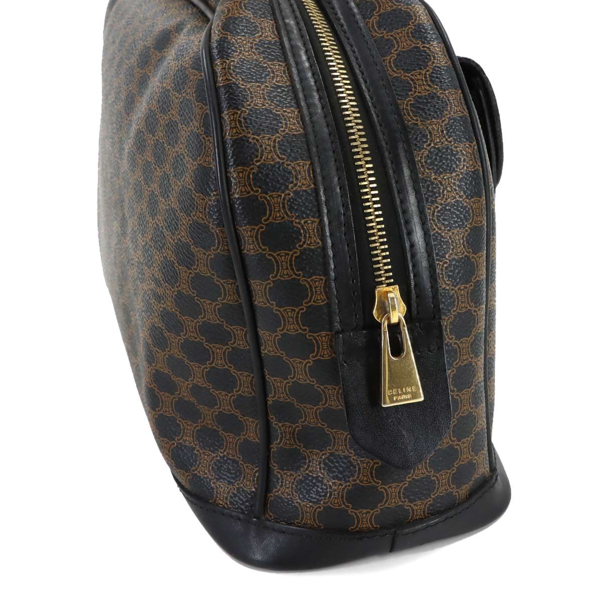 Celine Macadam Hand Bag Leather Black Brown Gold Vintage — view 8
