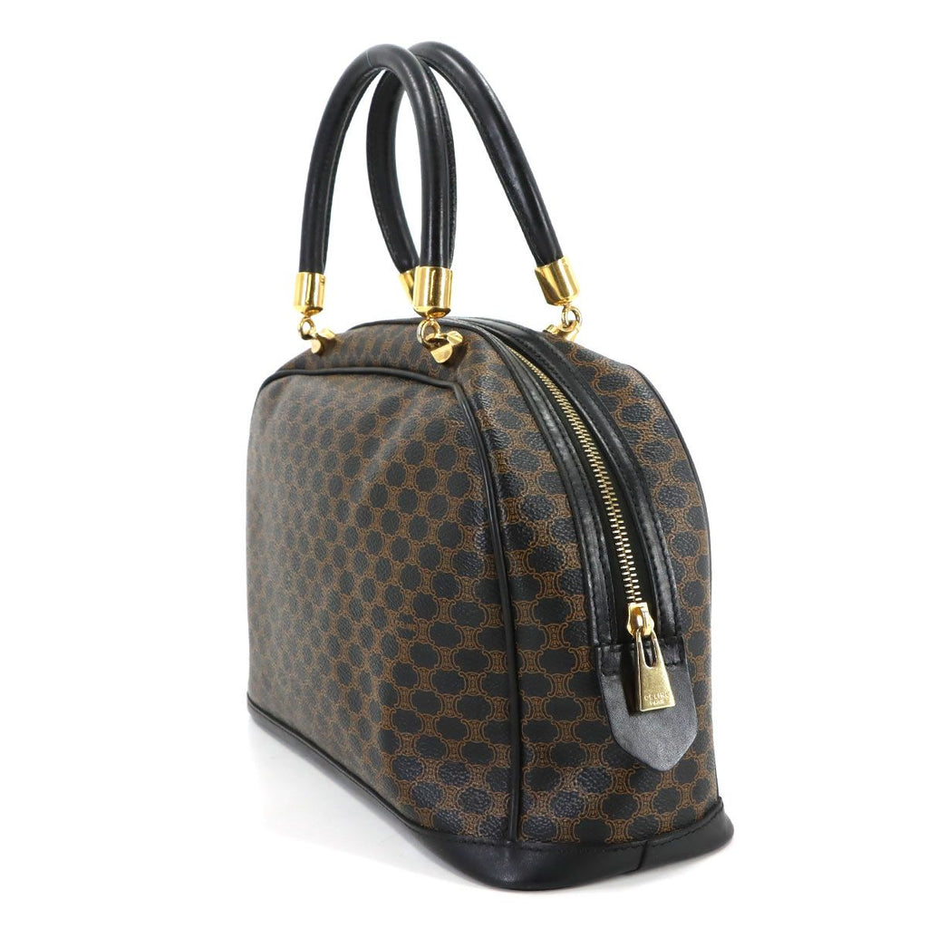 Celine Macadam Hand Bag Leather Black Brown Gold Vintage — view 3