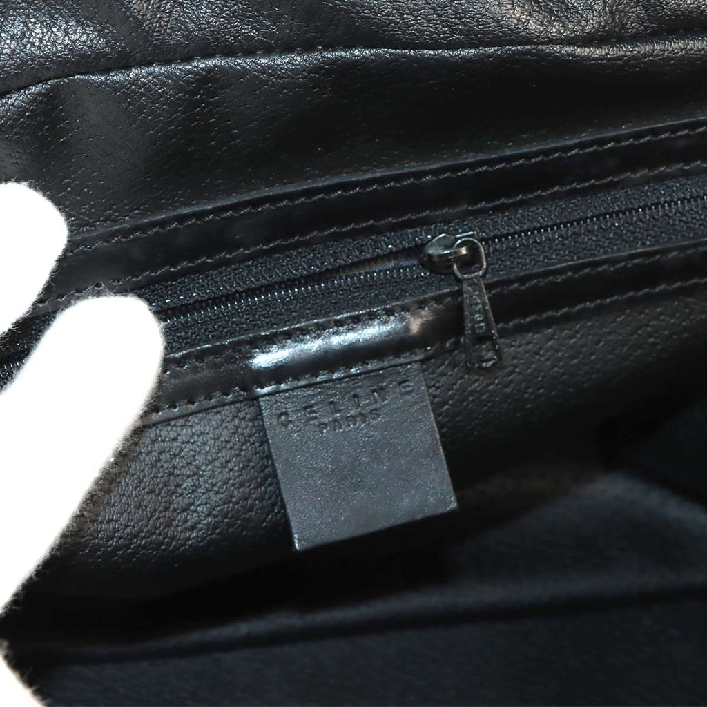 Celine Macadam Hand Bag Leather Black Brown Gold Vintage — view 7