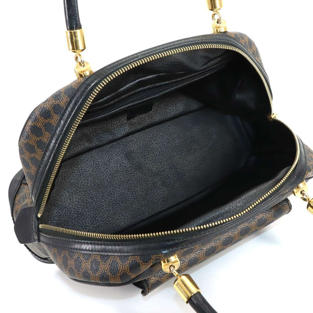 Celine Macadam Hand Bag Leather Black Brown Gold Vintage — view 6
