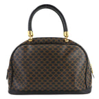 Celine Macadam Hand Bag Leather Black Brown Gold Vintage — view 2
