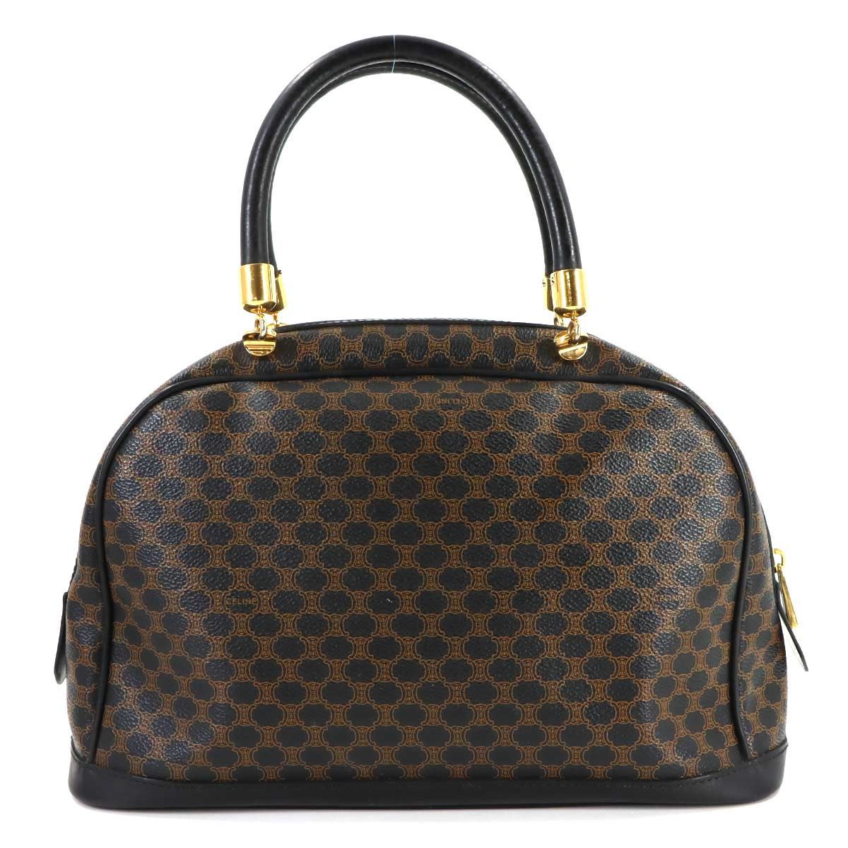 Celine Macadam Hand Bag Leather Black Brown Gold Vintage — view 2