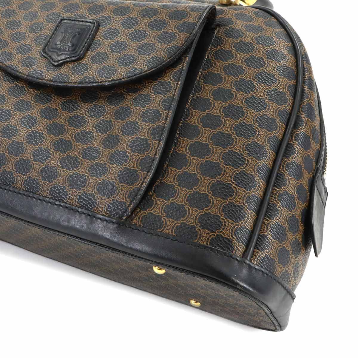 Celine Macadam Hand Bag Leather Black Brown Gold Vintage — view 9