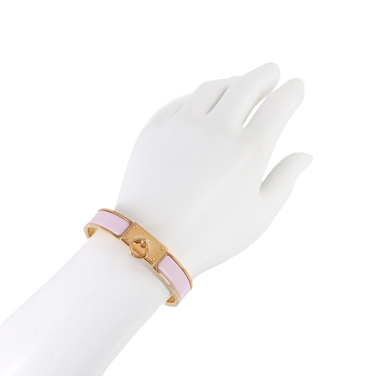 Hermes Clic Anneau Bangle Rose Dragee Pink Gold Bracelet — view 6
