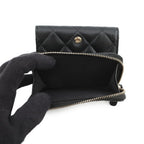 Chanel Trifold Wallet Classic Small Flap Zip Caviar Leather Black — view 6