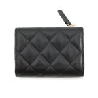 Chanel Trifold Wallet Classic Small Flap Zip Caviar Leather Black — view 3