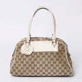 Gucci Guuci GG Canvas Shoulder Bag Beige White