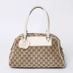 Gucci Guuci GG Canvas Shoulder Bag Beige White