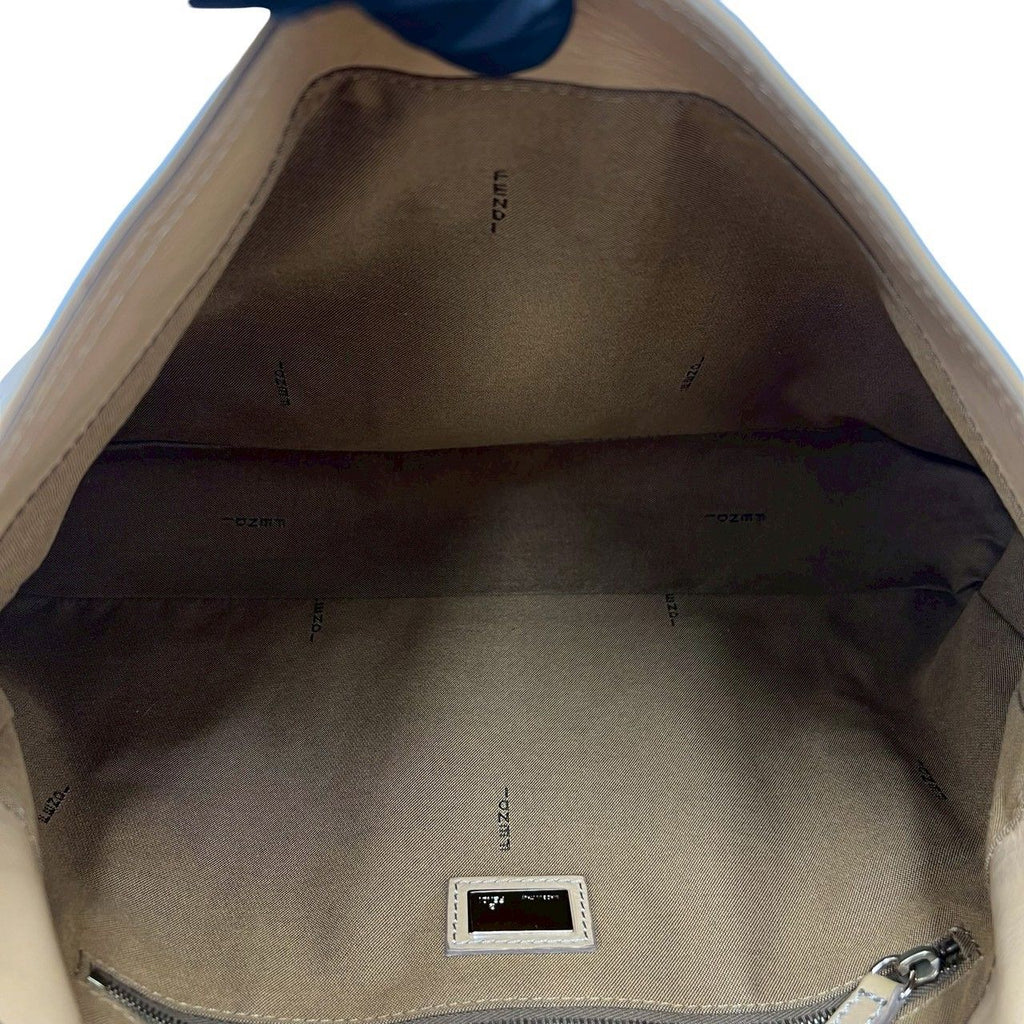 Fendi FF Logo Motif Leather 2-Way Chain Shoulder Bag Tote Beige — view 9