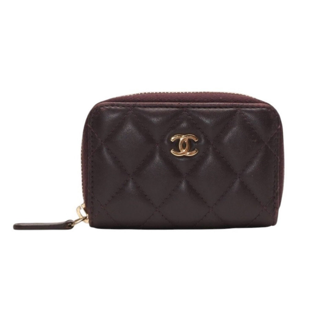 Chanel Classic Zip Coin Purse CC Logo Lambskin Purple