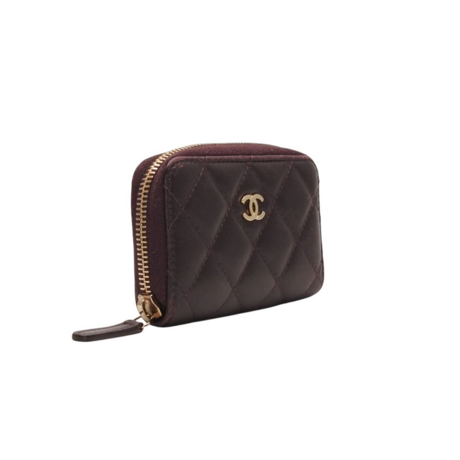 Chanel Classic Zip Coin Purse CC Logo Lambskin Purple — view 4