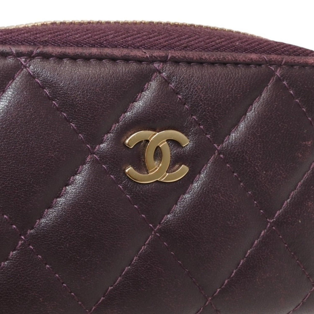 Chanel Classic Zip Coin Purse CC Logo Lambskin Purple — view 8