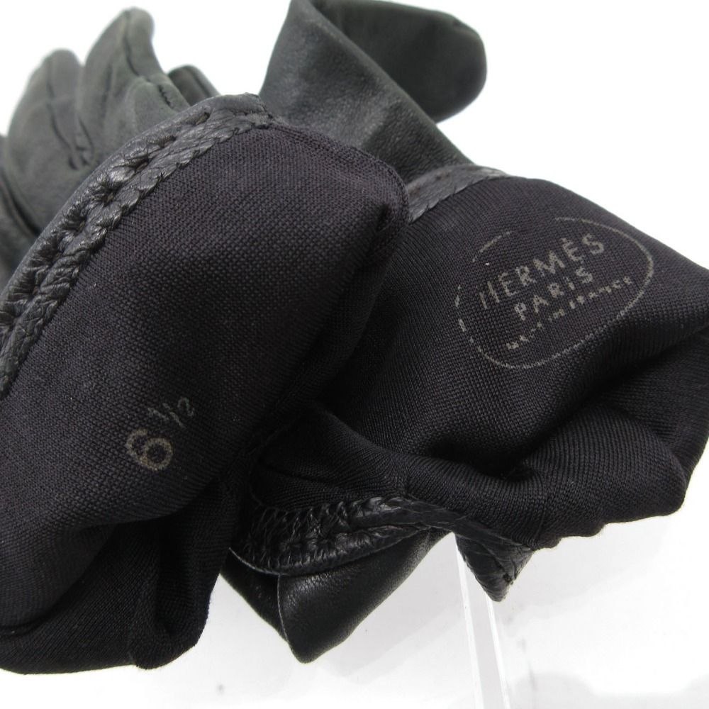Hermes Gloves Leather Gold Chaine D'ancre 6 2 1 Black — view 7