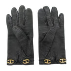 Hermes Gloves Leather Gold Chaine D'ancre 6 2 1 Black — view 2