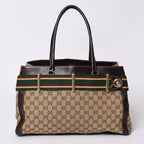 Gucci Handbag GG Canvas Sherry Line Leather Brown
