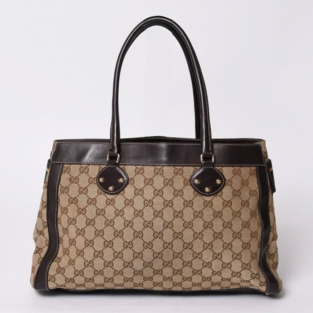 Gucci Handbag GG Canvas Sherry Line Leather Brown — view 2