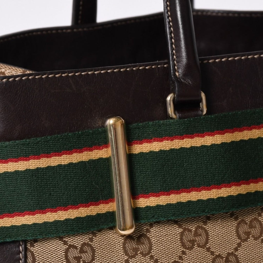 Gucci Handbag GG Canvas Sherry Line Leather Brown — view 4