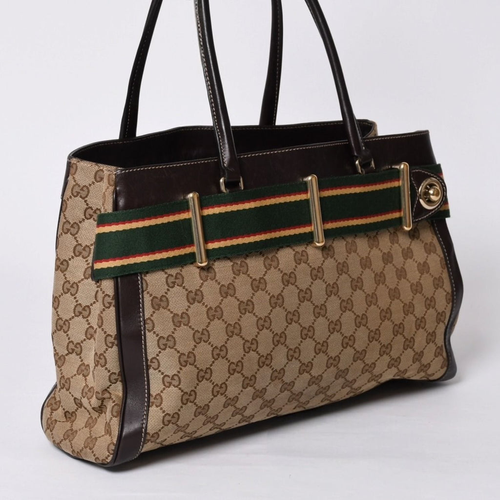 Gucci Handbag GG Canvas Sherry Line Leather Brown — view 3
