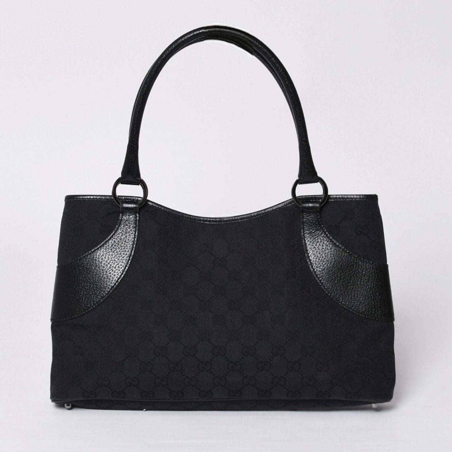 Gucci Handbag GG Canvas Leather Black Gold