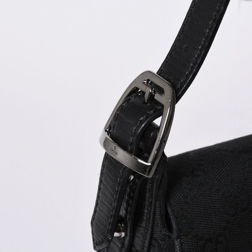 Gucci Horsebit Hobo Handbag GG Canvas Leather Black Silver — view 4