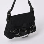 Gucci Horsebit Hobo Handbag GG Canvas Leather Black Silver — view 3