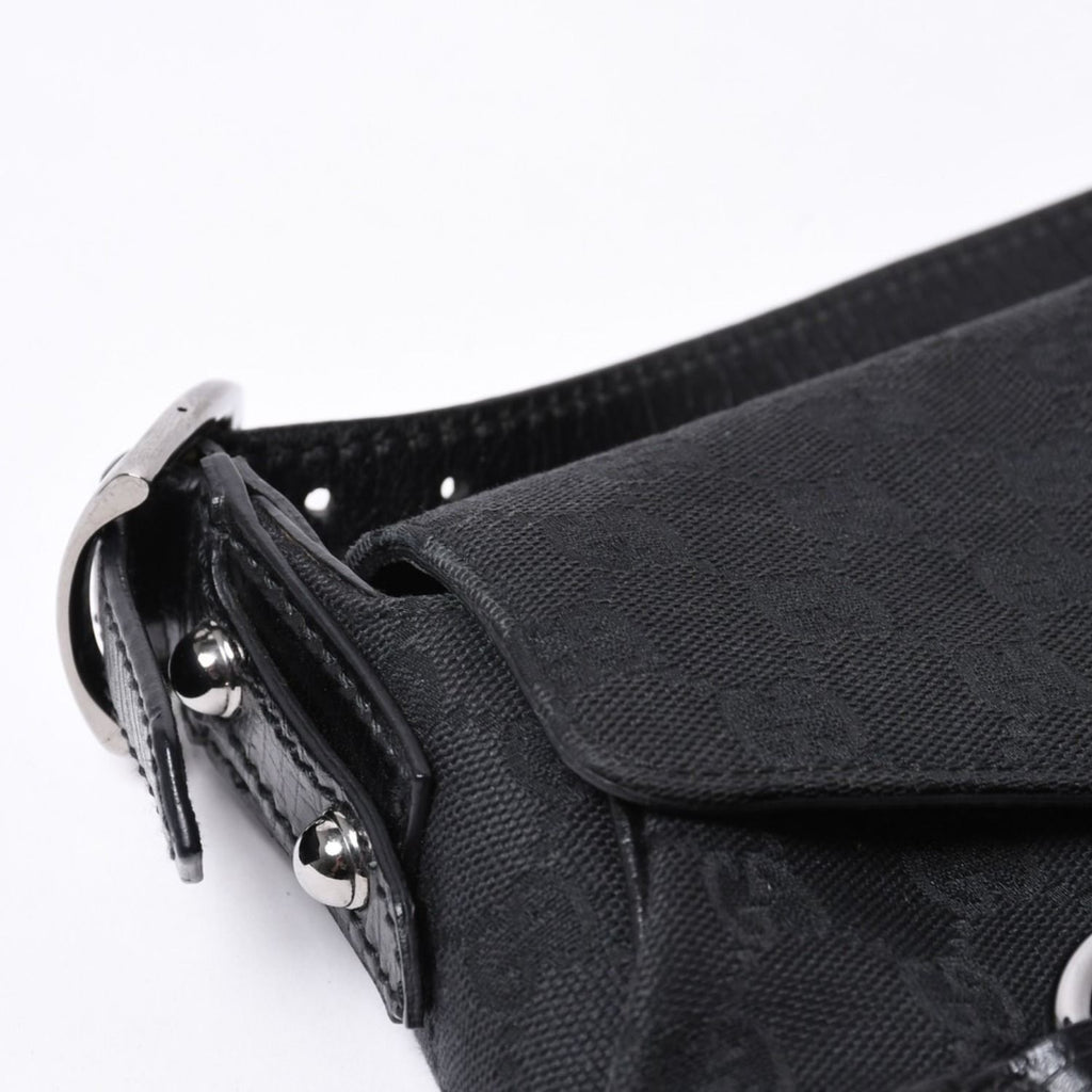 Gucci Horsebit Hobo Handbag GG Canvas Leather Black Silver — view 6
