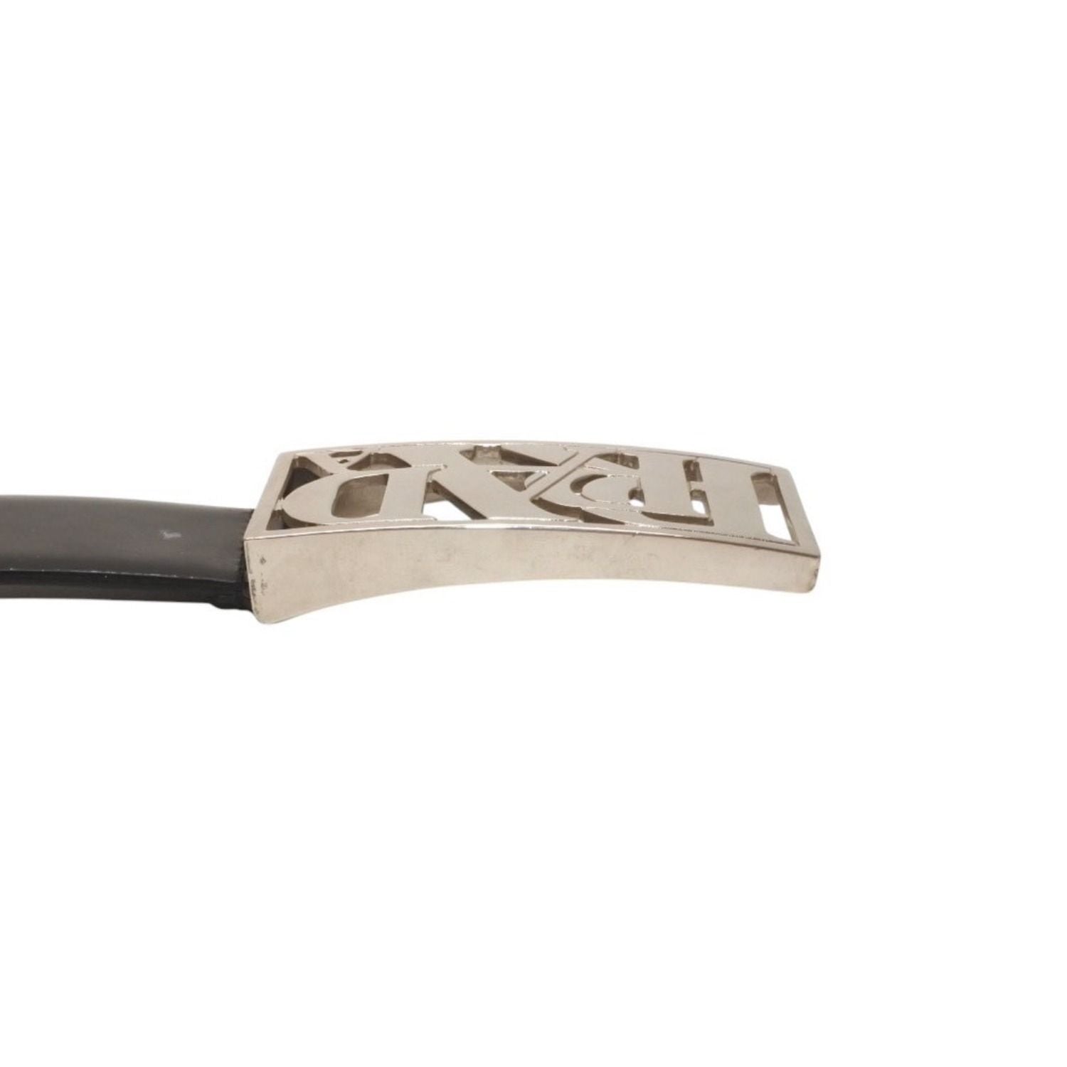 Prada Belt Metal Buckle 70/28 Leather Black Silver — view 8