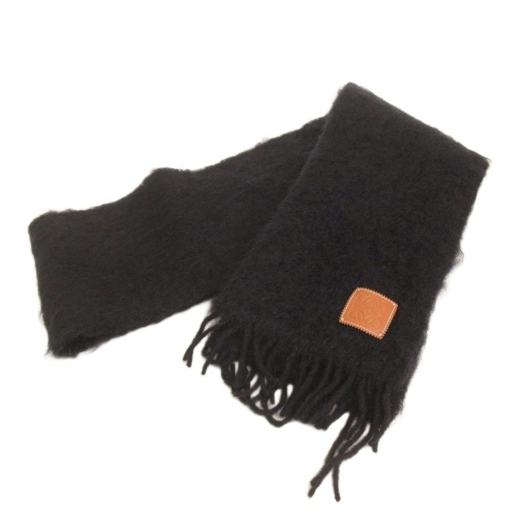 Loewe Scarf Fringe Mohair Wool Anagram Black — view 2