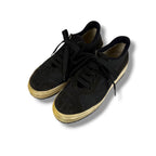 Chanel CC Logo Low Cut Sneakers Black Nylon Leather — view 3